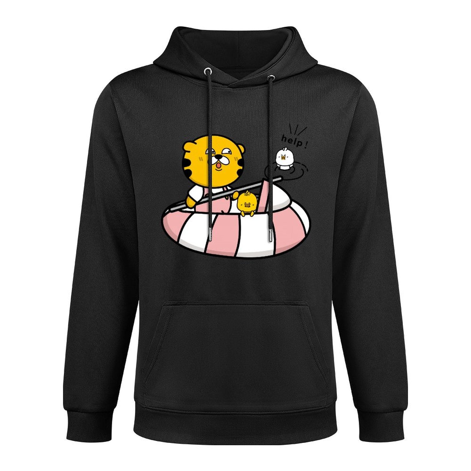 Solid Double-Stitched Front Graphic Hoodies